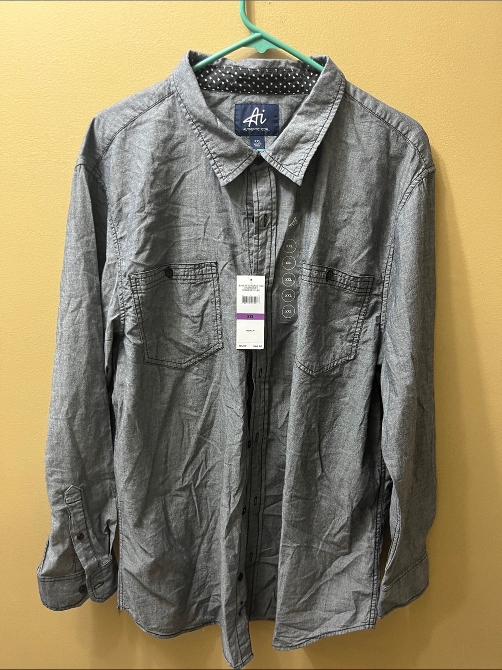 Authentic Icon Button Up Men’s Gray Chambray Shirt